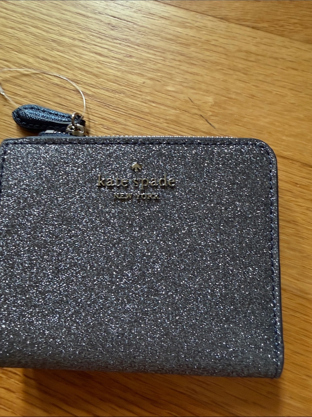 kate spade Silver Purple and Navy Glitter Zip Wallet